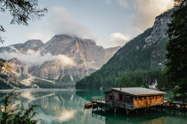 A quiet lake in the mountains